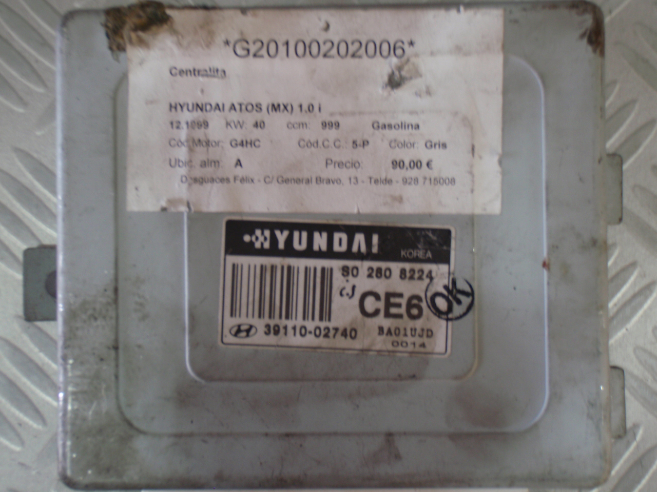 3911002740, ECU Hyundai Atos 1.0i 40kw, Hyundai S02808224